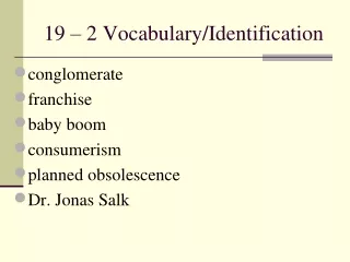 19 – 2 Vocabulary/Identification