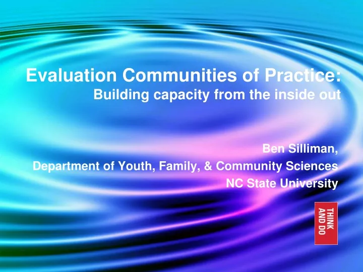 evaluation communities of practice building capacity from the inside out