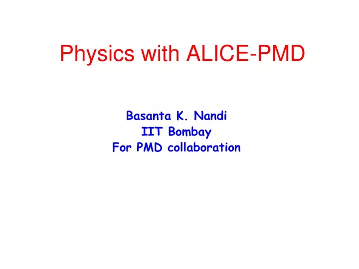 physics with alice pmd
