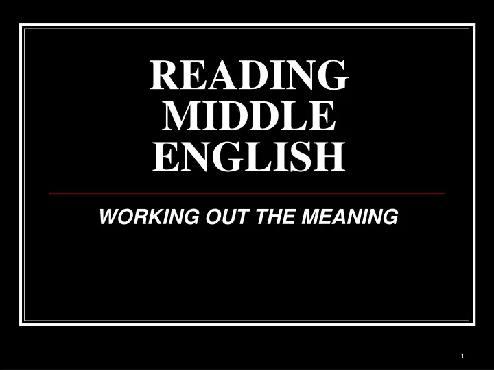reading middle english