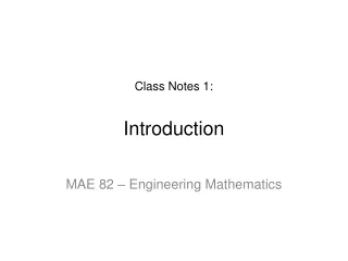 Class Notes 1: Introduction