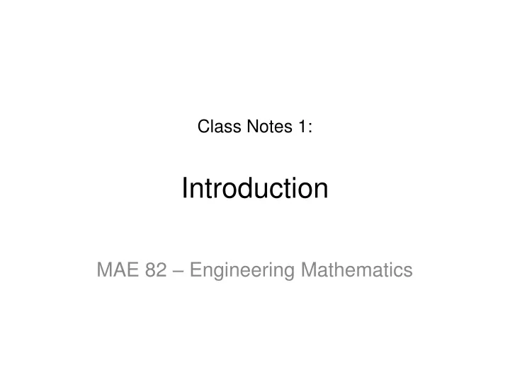 class notes 1 introduction