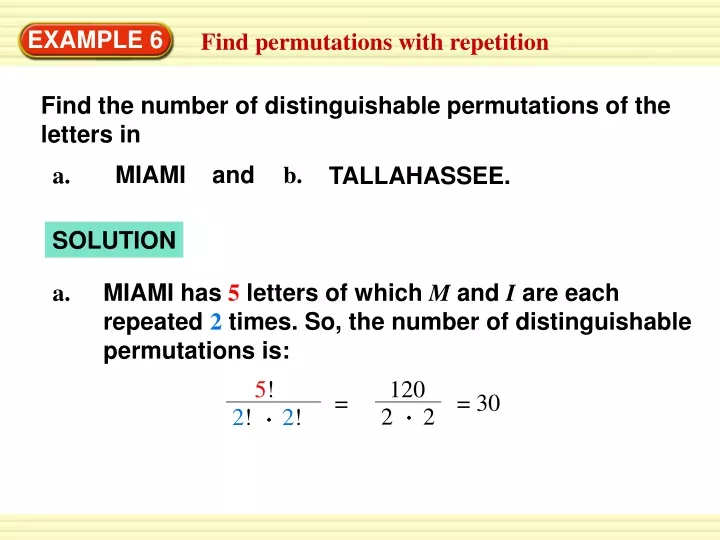find the number of distinguishable permutations