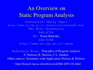 An Overview on  Static Program Analysis