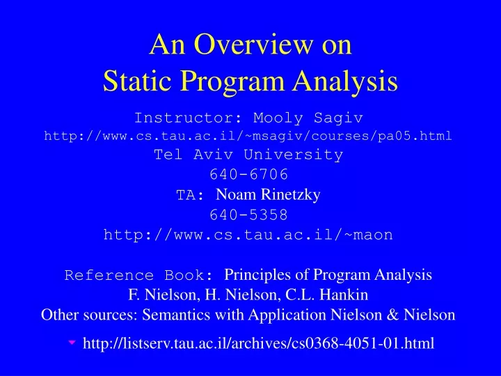 an overview on static program analysis