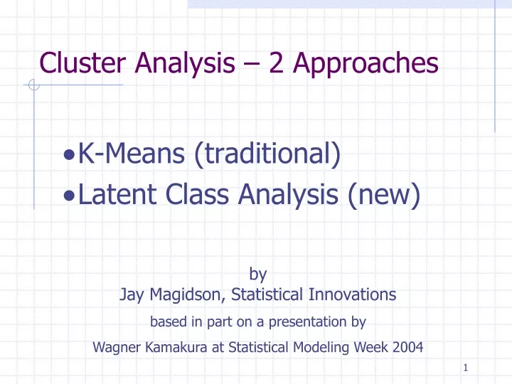 cluster analysis 2 approaches