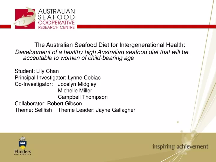 the australian seafood diet for intergenerational