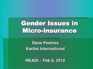 Gender Issues in Micro-insurance