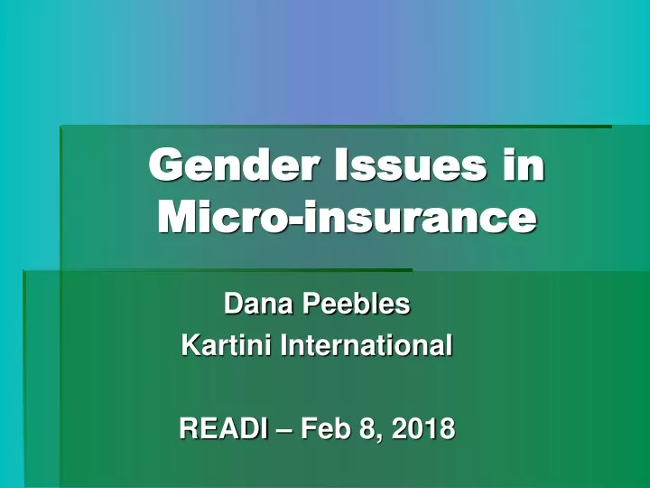 gender issues in micro insurance