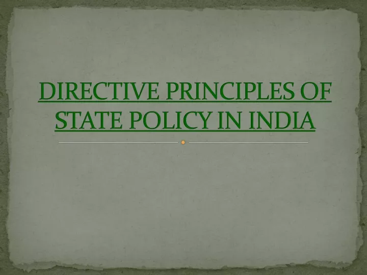 directive principles of state policy in india