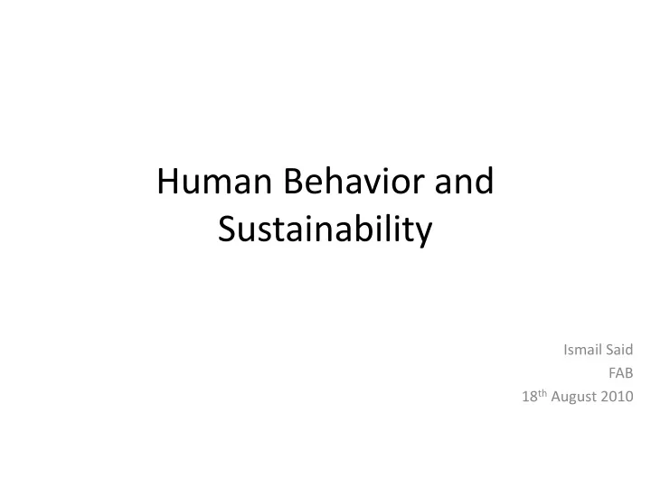 human behavior and sustainability