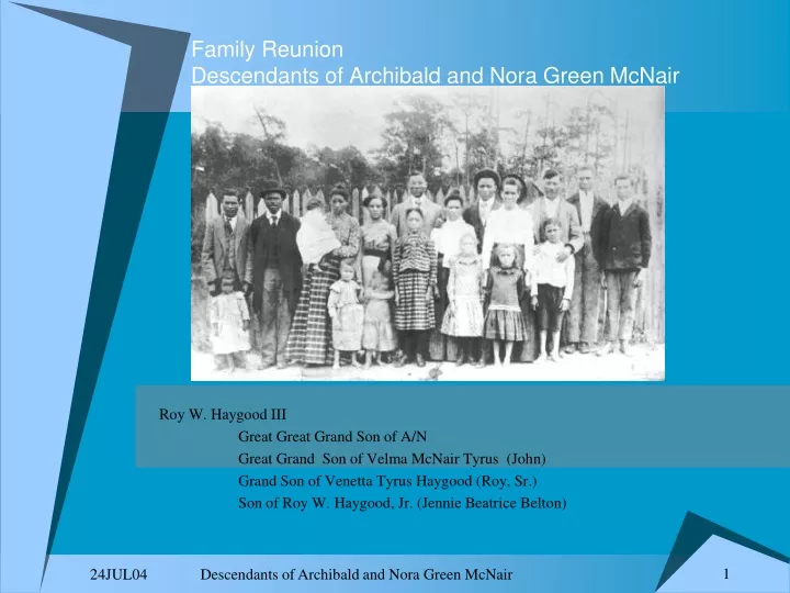 family reunion descendants of archibald and nora green mcnair