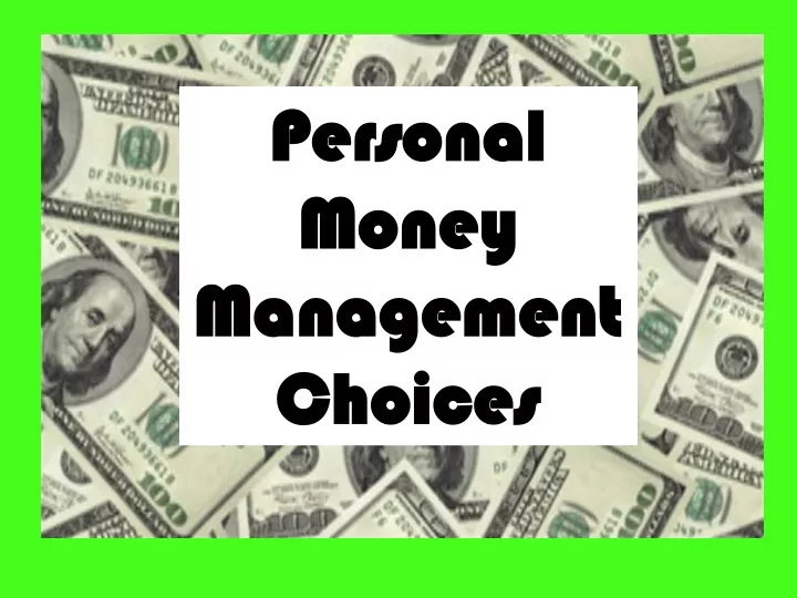personal money management choices