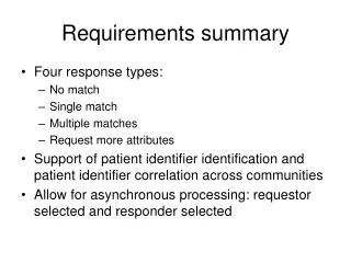 Requirements summary