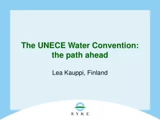 The UNEC E  Water Convention:  the path ahead