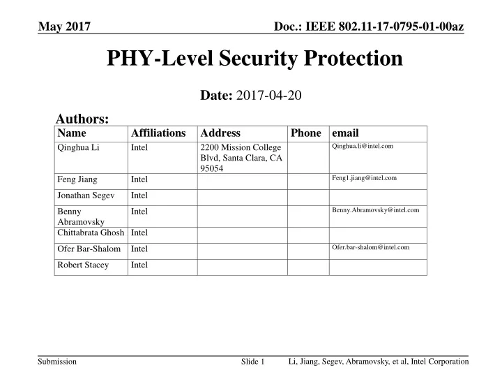 phy level security protection