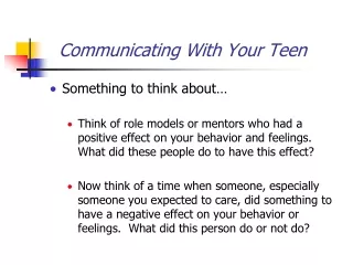 Communicating With Your Teen