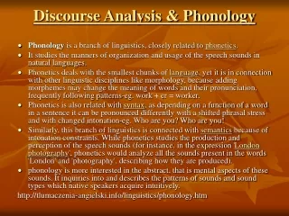 Discourse Analysis &amp; Phonology