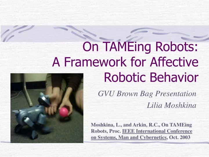 on tameing robots a framework for affective robotic behavior