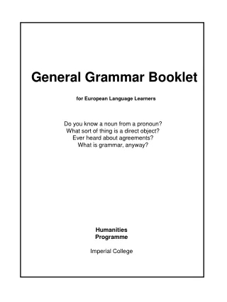 General Grammar Booklet