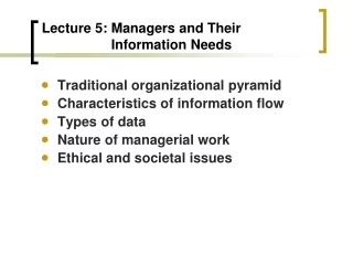 Lecture 5: Managers and Their 			         Information Needs