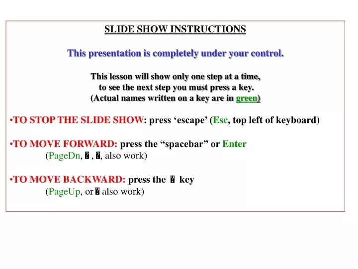 slide show instructions this presentation