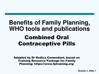 Benefits of Family Planning, WHO tools and publications