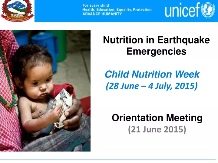 nutrition in earthquake emergencies