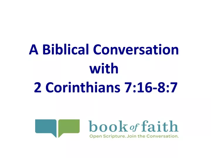 a biblical conversation with 2 corinthians