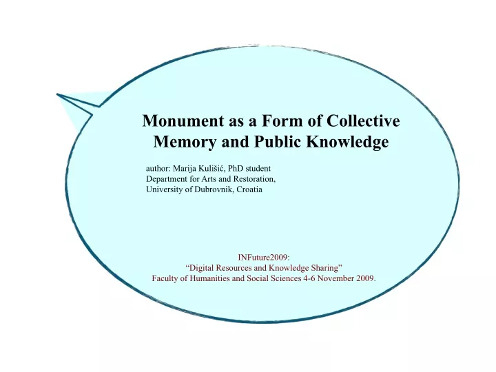 monument as a f orm of c ollective m emory