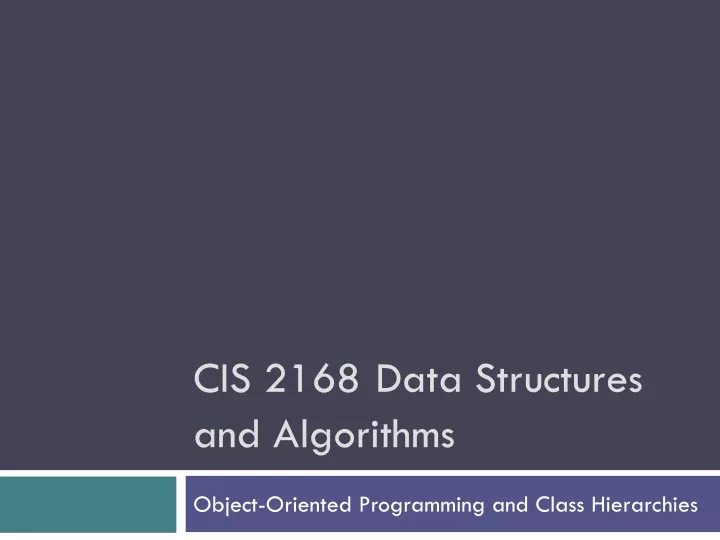 cis 2168 data structures and algorithms