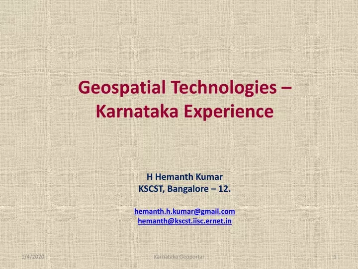 geospatial technologies karnataka experience