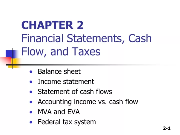 chapter 2 financial statements cash flow and taxes
