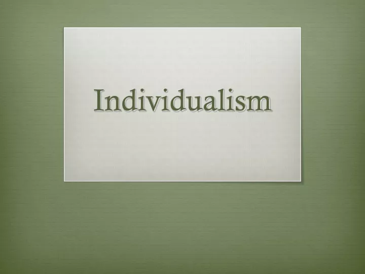 individualism