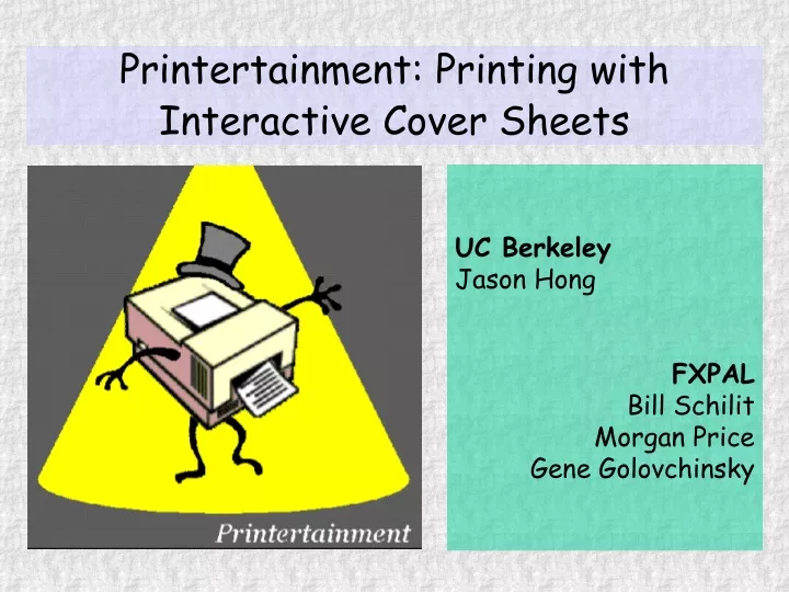 printertainment printing with interactive cover
