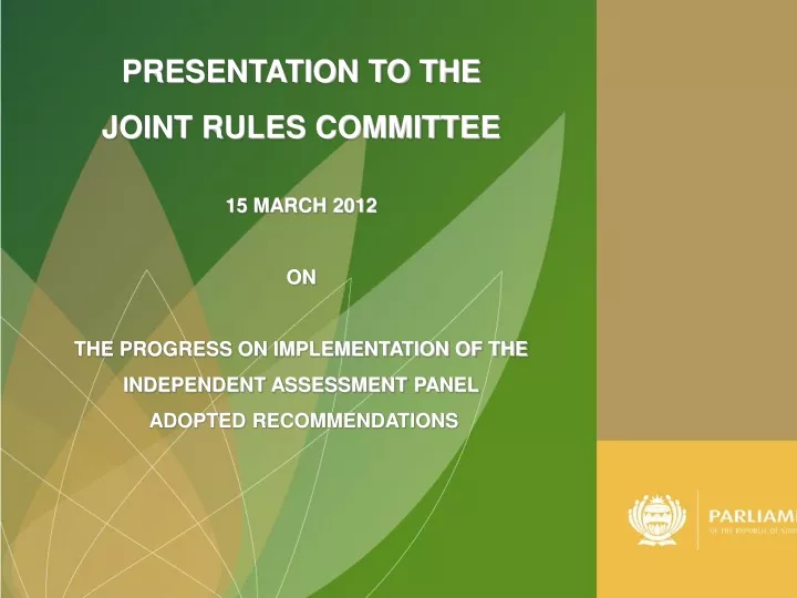 presentation to the joint rules committee