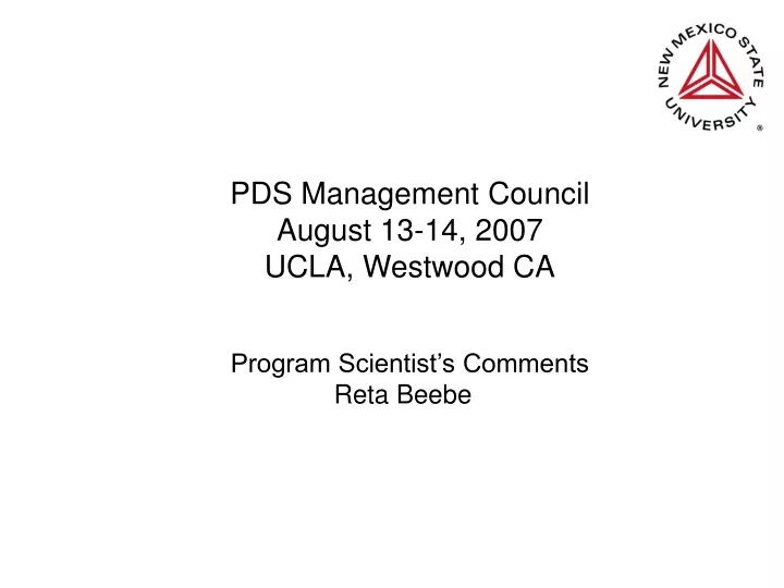pds management council august 13 14 2007 ucla