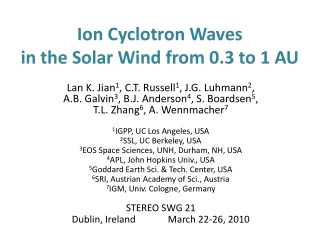 Ion Cyclotron Waves  in the Solar Wind from 0.3 to 1 AU