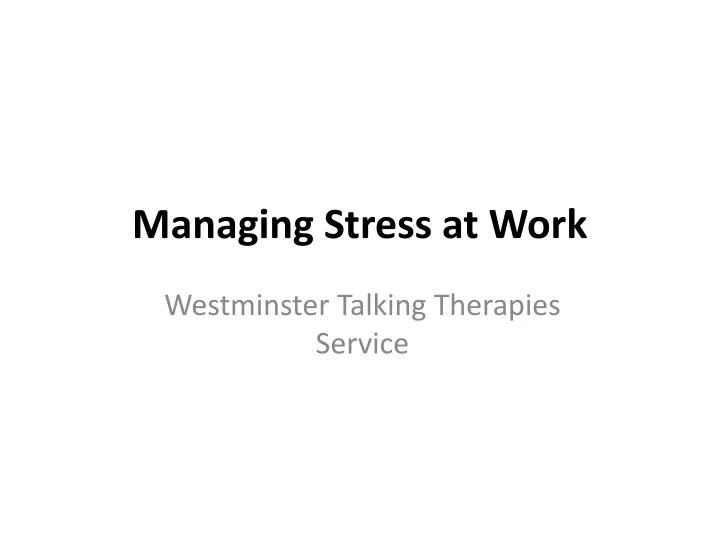 managing stress at work