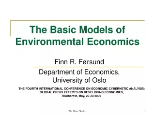 The Basic Models of Environmental Economics