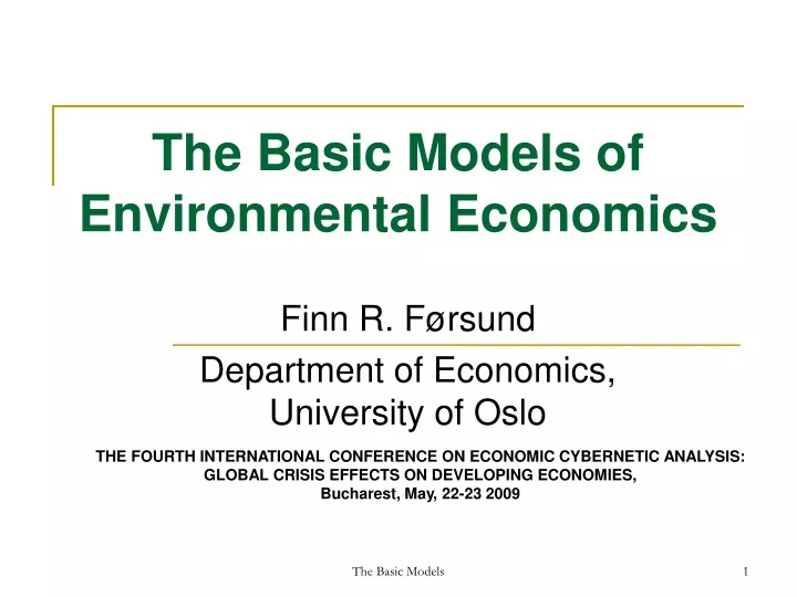 finn r f rsund department of economics university of oslo