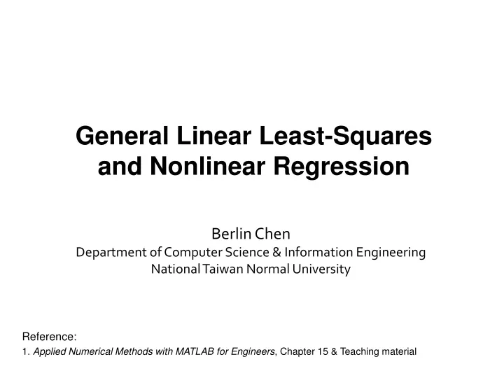 general linear least squares and nonlinear regression