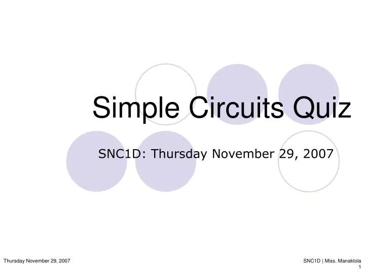 simple circuits quiz