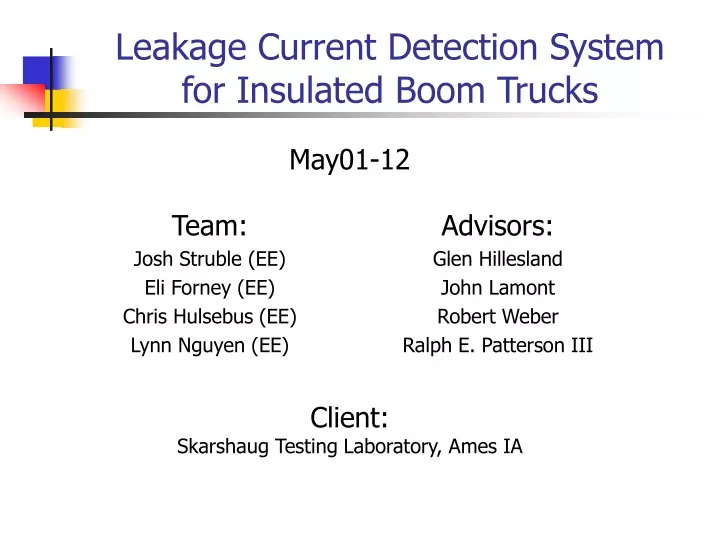 leakage current detection system for insulated boom trucks