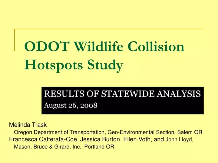 odot wildlife collision hotspots study