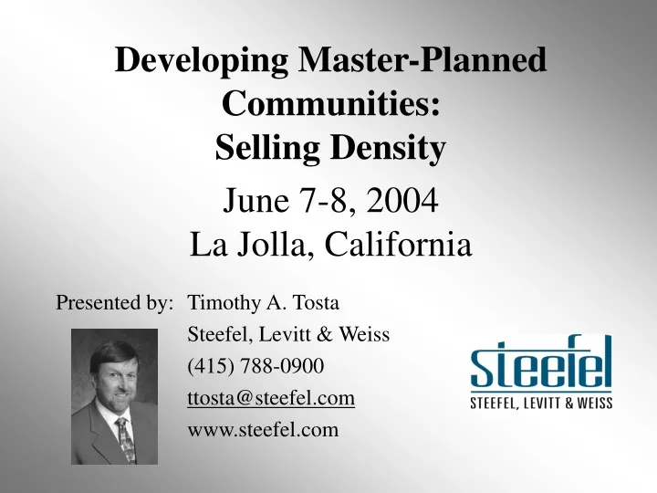 developing master planned communities selling
