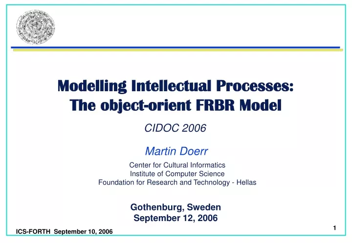 modelling intellectual processes the object orient frbr model
