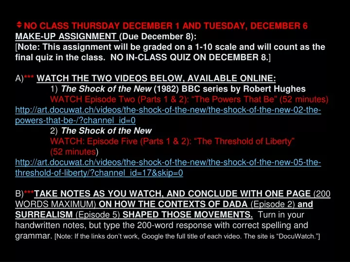no class thursday december 1 and tuesday december
