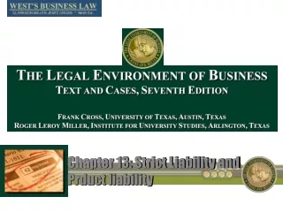 Chapter 13: Strict Liability and  Prduct  liability