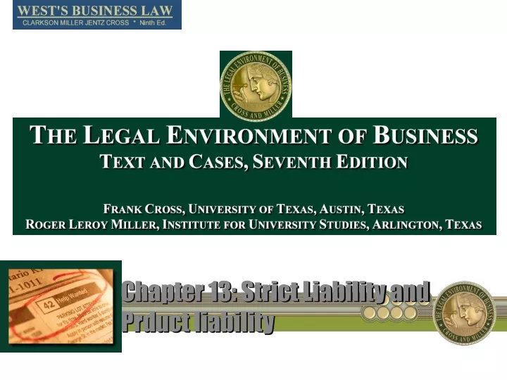 chapter 13 strict liability and prduct liability